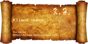 Klimek Hunor névjegykártya